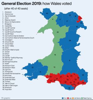Wales 2019 election map